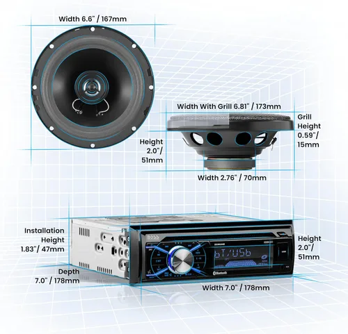 Vista 7 de BOSS Audio Systems 656BCK - Paquete estéreo para automóvil - Din único, Bluetooth, CD MP3 USB AM Radio FM, altavoces de rango completo de 6.5