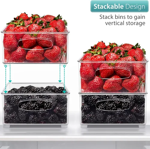 Vista 3 de Sorbus Contenedores organizadores apilables para refrigerador, contenedores de almacenamiento transparentes para despensa de cocina, congelador
