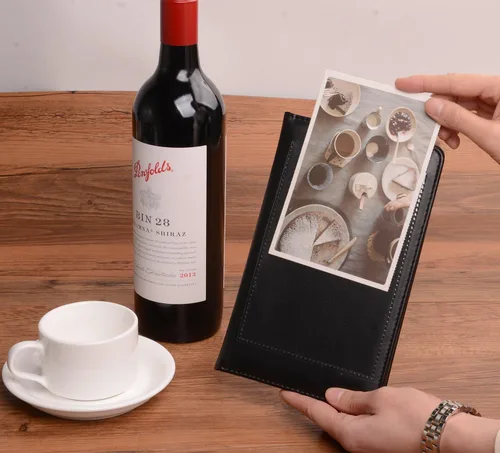 Vista 6 de Cartera organizadora de libros de piel sintética negra para camareros o camareros, recibo de restaurante o cheque de dinero (negro/8 x 5 pulgadas)