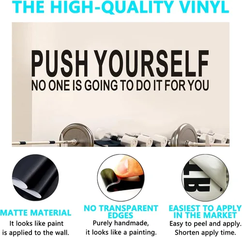 Vista 2 de Calcomanías inspiradoras para pared, calcomanías de pared de gimnasio, (fáciles de aplicar), citas artísticas de vinilo para decoración de baile