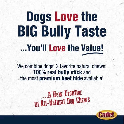 Vista 7 de Palitos de piel de toro Cadet para perros pequeños, 100% pizzle de res natural, masticables de ingredientes limitados y larga duración para perros