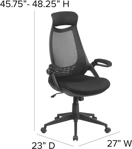 Vista 3 de Flash Furniture Ivan - Silla de oficina giratoria ejecutiva de malla negra con brazos abatibles