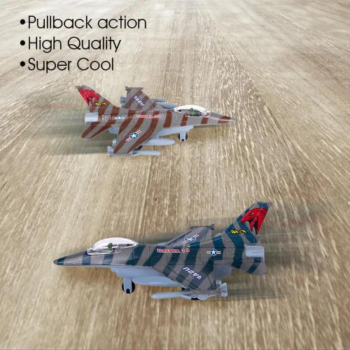 Vista 4 de ArtCreativity F-16 Fighter Jet Toy Set para niños – Paquete de 2 aviones de metal fundido a troquel F16 Fighting Falcon, jets militares de tracción