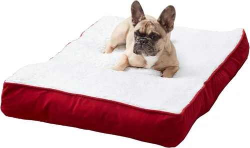 Vista 12 de Rectangular Sherpa Dog Bed with Removable Washable Cover, Supportive Tacked Cushion Insert, Durable Microfiber Sides, Recycled Polyfiber Fill