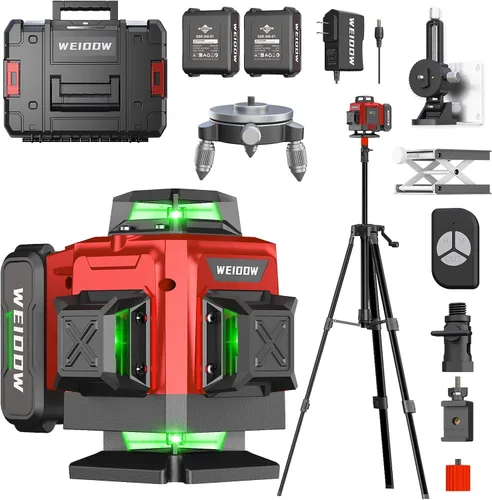 Vista 7 de Nivel láser 360 autonivelante con trípode, nivel WEIDDW 4D Lazer, láser de línea cruzada de 4 x 360° para renovación de proyectos de construcción