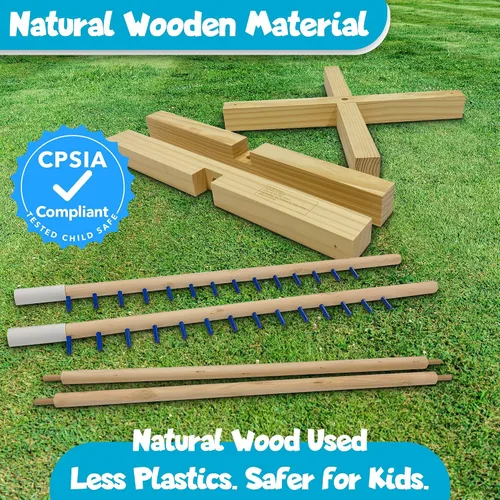 Vista 7 de WonkaWoo Juego de limbo de madera para adultos y niños, instalación simple para juego de fiesta Luau al aire libre, juego de limbo de madera