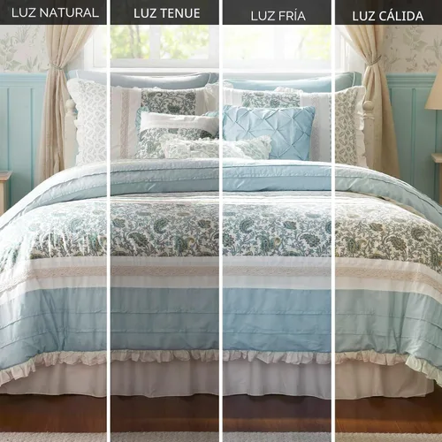 Vista 7 de Madison Park - Juego de edredón Dawn, 100% algodón, tipo Shabby Chic, diseño moderno rústico, ropa de cama para todas las estaciones, fundas a Aqua