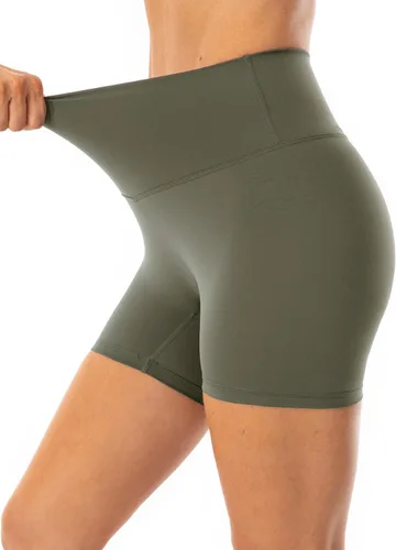 Vista 4 de Lavento - shorts para ciclismo, yoga, para mujer con sensación de segunda piel, cintura alta, ultrasuave, tiro de 56 pulgadas.