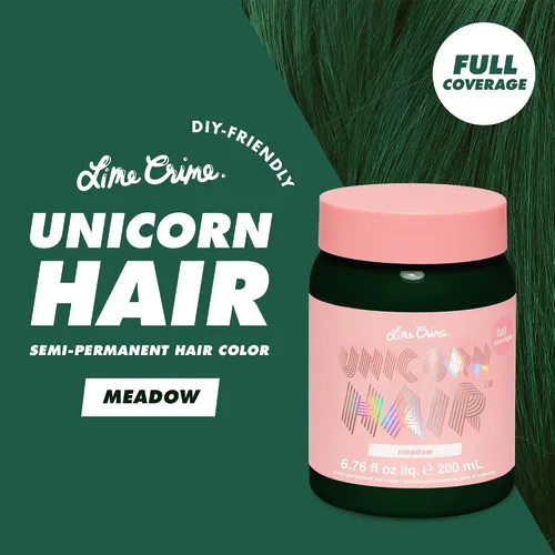 Vista 2 de Lime Crime Tinte para el cabello de unicornio de cobertura completa, prado (verde oscuro) – Color de cabello semipermanente vegano y libre