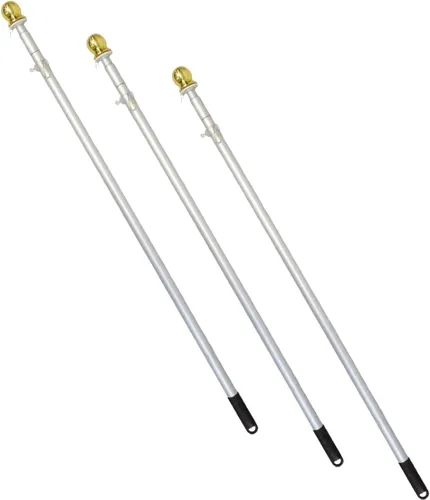 Vista 2 de Poste de bandera telescópico de mano – 6 pies ajustable de aluminio portátil