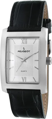 Vista 7 de Peugeot Reloj de pulsera clásico para hombre, rectangular, con textura, números romanos, correa de piel