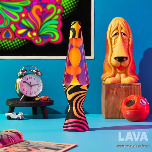 Vista 3 de Lava® Lámpara - Base Groovy Gradient Flocado de 14.5" - La Luz de Movimiento Original - Cera Amarilla y Líquido Morado - Artículo #2015