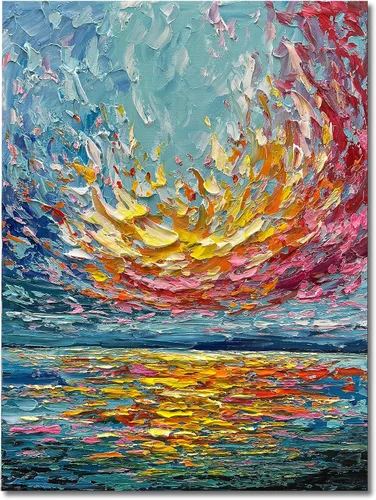 Vista 17 de Limiyer Arte pintado a mano moderno arte abstracto pintura al óleo blanco y marrón textura gruesa lienzo arte pintura al óleo sala de estar
