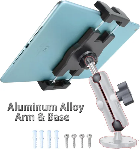 Vista 2 de VAUBORTTI Soporte de tablet para camión, brazo de aluminio, soporte para iPad de 6.5 a 12.9 pulgadas, iPad mini/Air/Pro, base de taladro resistente