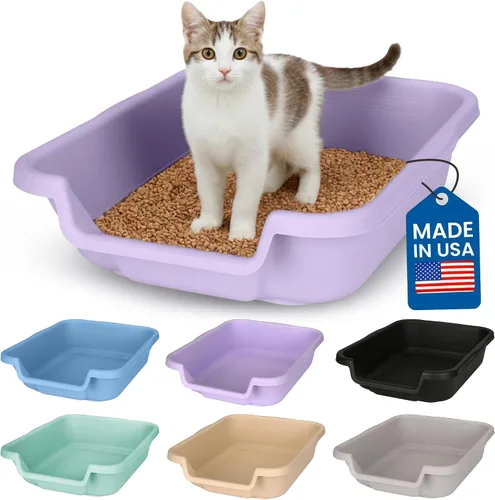 Vista 56 de KittyGoHere - Caja de arena para gatos mayores, sartén pequeña con cuchara jumbo de mango largo, caja de arena para gatos de entrada baja, ligera