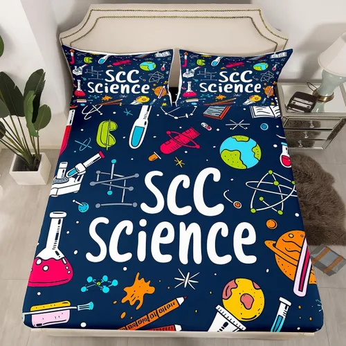 Vista 35 de Juego de ropa de cama ajustable con fórmula informática para niños y niños, diseño de geometría de acuarela, números, fórmula matemática, juego