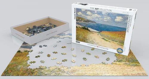 Vista 3 de Eurographics Chemin dans les Bles by Claude Monet - Rompecabezas de 1000 piezas