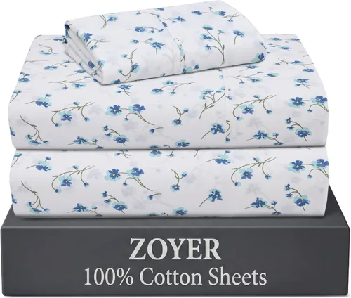 Vista 32 de ZOYER Sábanas de 100 % algodón percal tamaño individual, refrescantes y transpirables, duraderas, con una sensación nítida, suave y cómoda, bolsillo