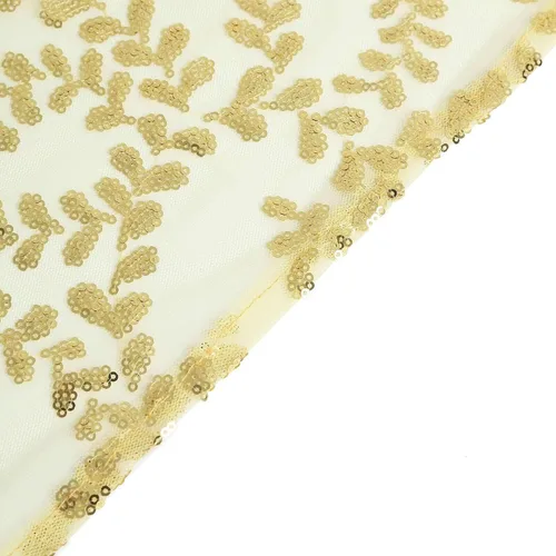 Vista 9 de Efavormart - Camino de mesa con lentejuelas bordadas de hojas doradas de 12 x 108 pulgadas Dorado