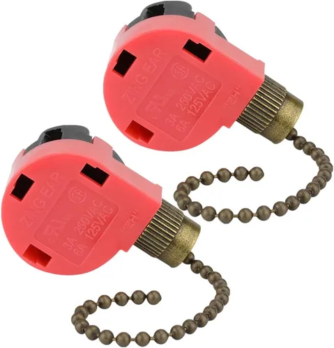 Vista 10 de ZE-268S1 - Interruptor de ventilador de techo Zing Ear 3 velocidades 4 cables de control de cadena de repuesto para ventiladores, lámparas de pared