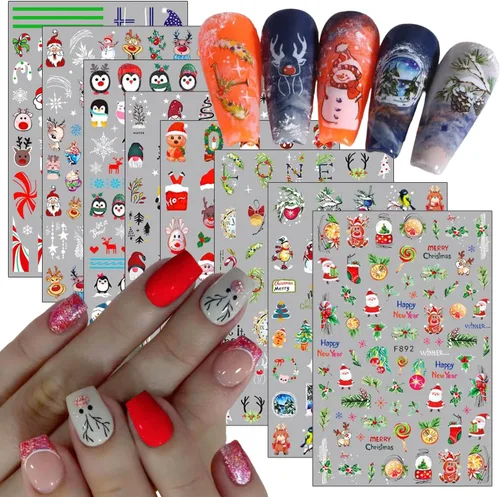 Vista 12 de 8 hojas de calcomanías de arte de uñas de flores de animales, calcomanías autoadhesivas 3D de mariposas, pavo real, suministros de arte de uñas