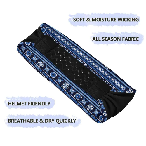 Vista 2 de Diademas de ejercicio de enfriamiento azul eléctrico con bordes para mujer, bandas elásticas sudorosas para gimnasio, gimnasio, bandas elásticas