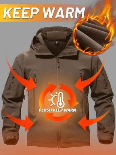 Vista 3 de TACVASEN Chaquetas de lluvia tácticas militares para hombre, de forro polar cálido, softshell, con capucha, snowboard