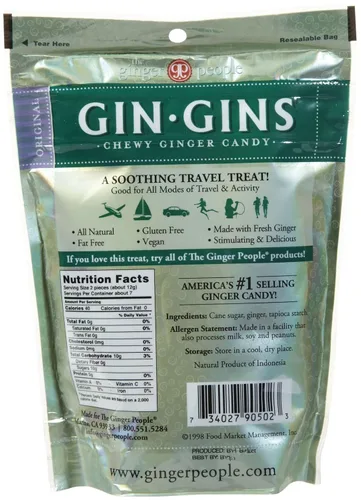 Vista 2 de The Ginger People Original Gin Gins - Caramelos masticables de jengibre, 3 onzas, paquete de 2