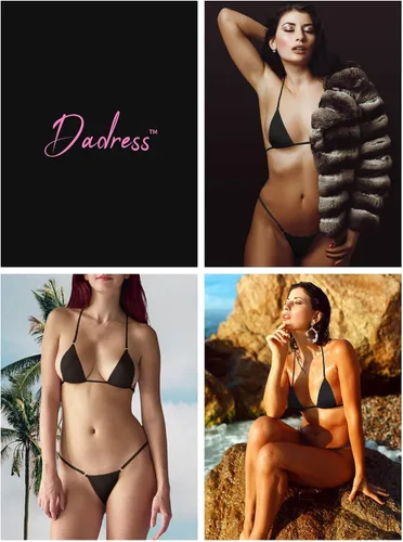 Vista 4 de Dadress Conjunto de bikini de tanga para mujer, sexy, micro brasier, bikinis