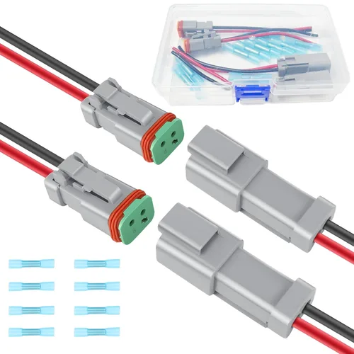Vista 20 de Kit de 6 conectores Deutsch DT de 2 pines negro macho hembra arnés de cableado Deutsch Pigtail de 2 vías impermeable conector eléctrico automotriz