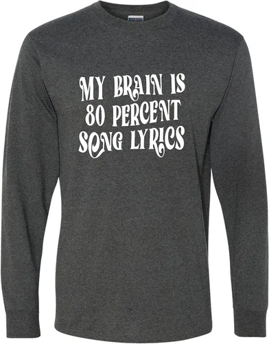 Vista 2 de Go All Out My Brain is 80% Song Lyrics - Camiseta de manga larga para hombre