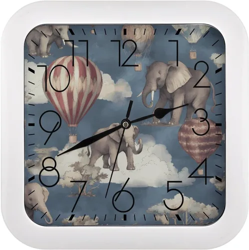 Vista 14 de 10" Square Modern Wall Clock,Americana Flag Deer Print Kitchen Clocks Wall Battery Operated,Silent Non Ticking Unique Funny Cute Wall Clock for