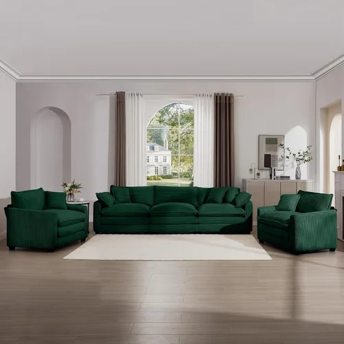 Vista 13 de KEIKI Juego de sofá de 2 piezas con 2 sofás individuales de pana extragrandes, juego de sillas decorativas modernas de 2 plazas tapizadas con 2