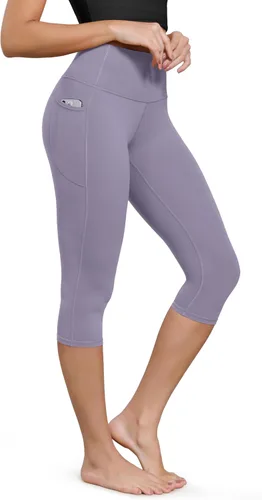 Vista 62 de ODODOS Pantalones capri de yoga suaves como mantequilla para salón con bolsillos para mujeres, leggings capri de cintura alta de 14"/19"/21