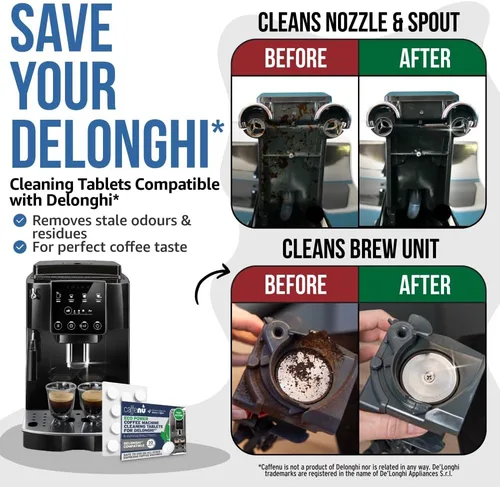 Vista 2 de Caffenu Tabletas de limpieza compatibles con máquinas de café Delonghi, 10 unidades, 0.05 onzas cada una
