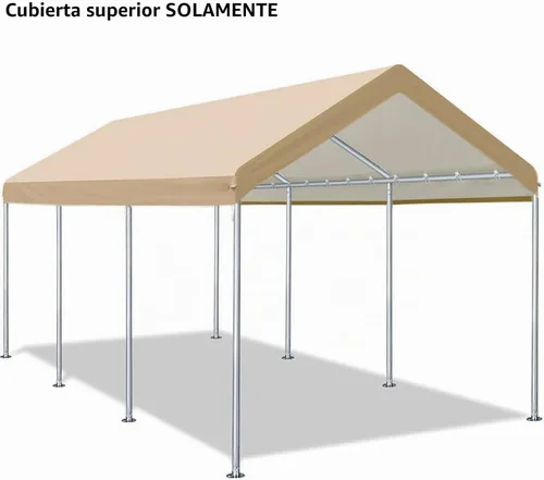 Vista 2 de Cubierta de toldo de repuesto para carport para carpa de automóvil, cubierta de refugio de garaje, lona con cuerdas elásticas de bolas