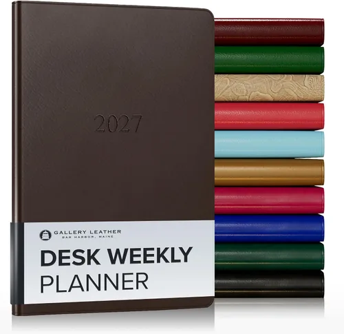 Vista 161 de Gallery Leather Planificador Semanal y Mensual Grande 2025-2026, Calendario Planificador y Cuaderno Elegantemente Encuadernado con Elegantes Bordes
