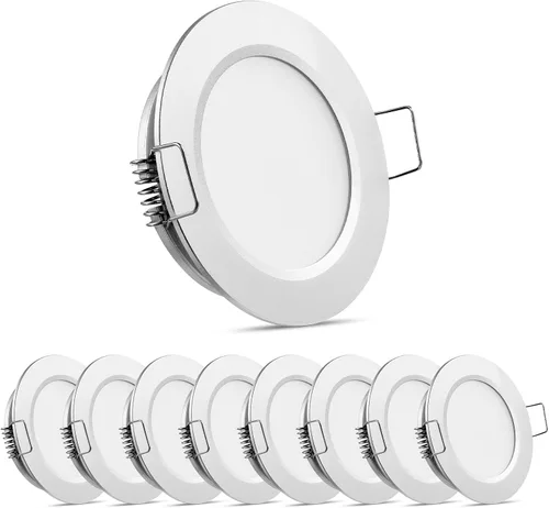 Vista 9 de Paquete de 8 luces LED de 12 voltios en forma de disco para RV, montaje empotrado en el techo, luz de techo de 7 cm, luz de techo de 12 V
