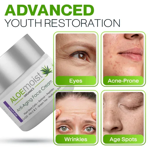 Vista 4 de Crema avanzada de retinol para la cara: Aloemoist Revive Crema facial antienvejecimiento para mujeres y hombres Retinoide tópico Reparación