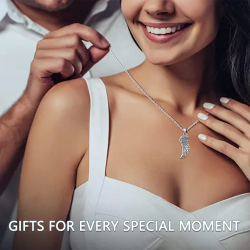 Vista 8 de Odinstone 925 Sterling Silver Amulet Necklace, Virgin MaryFirst Holy CommunionHoly SpiritEye of HorusGuardian Angel Wings Necklace Protection