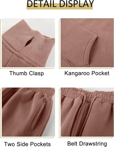 Vista 90 de Kissonic Conjunto deportivo de forro polar para mujer, 2 piezas, sudadera con capucha y pantalones deportivos