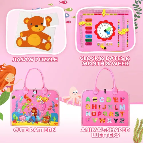 Vista 7 de Hooku Tablero de actividades para niños de 1 año, juguetes sensoriales Montessori para niños pequeños de 1 a 3 años, actividades de aprendizaje