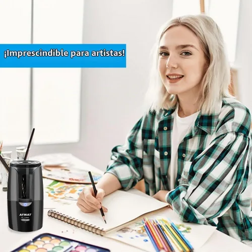 Vista 7 de AFMAT - Sacapuntas recargable de punta larga para artista, afilado rápido y parada automática, 8-17 mm de punta larga, sacapuntas eléctrico