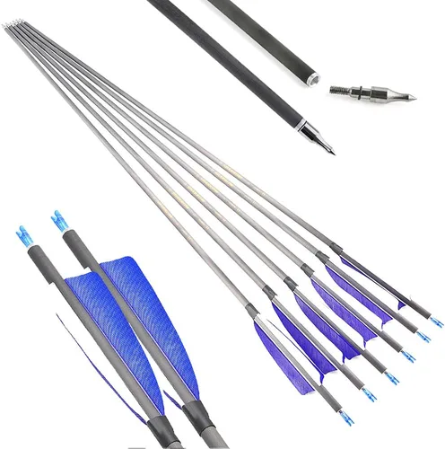 Vista 8 de 6/12 flechas de carbono de tiro con arco de 34 pulgadas, 400 flechas compuestas de caza con plumas de pavo de 4 pulgadas, flecha de práctica