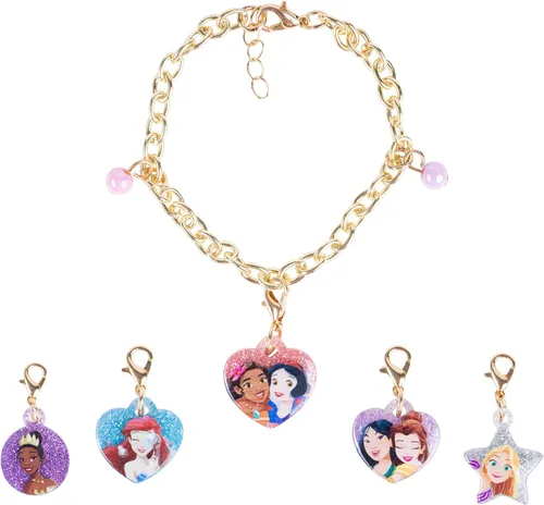 Vista 2 de LUV HER Juego de caja de abalorios para niñas con 1 pulsera y 5 dijes intercambiables, a partir de 3 años Disney Princess