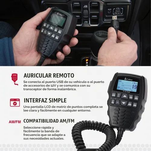 Vista 3 de Radio CB inalámbrica Cobra 75 para todo terreno, negro y antena CB de montaje magnético HG A1000 de 18.5 pulgadas – Imán resistente
