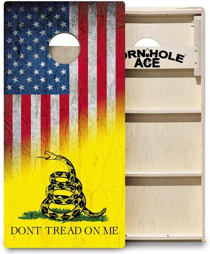 Vista 11 de ACE PRO American Flag Cornhole Board Set - No Bounce! Triple Wide Legs, 3/4" Baltic Birch Plywood, Handles, Regulation Size (4x2ft), Tournament