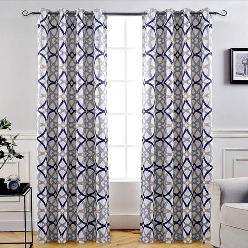 Vista 27 de Cortinas DriftAway Alexander de oscurecimiento para sala de estar, mezcla de lino con patrón, térmicas, oscurecedoras, geométricas, estilo marroquí