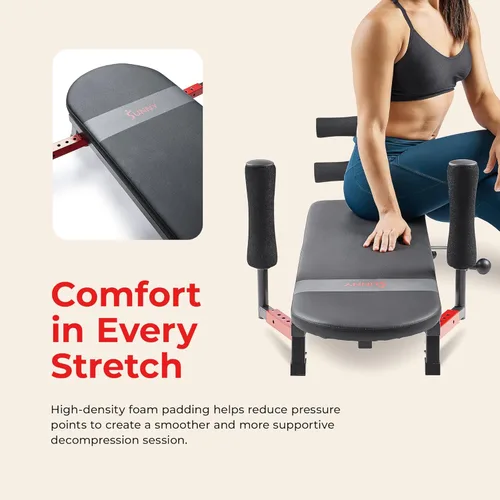 Vista 4 de Sunny Health & Fitness No-Hang Traction & Inversion Decompression Table for Back Pain Relief, Adjustable Stretch Bench, 400 LB Capacity