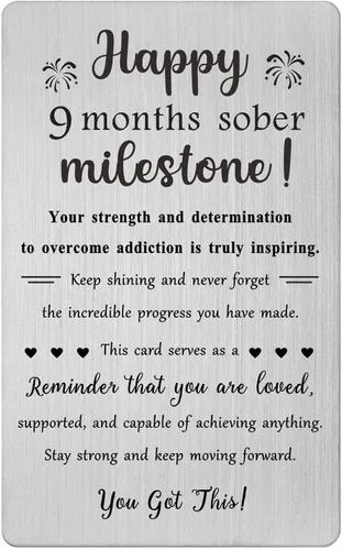 Vista 12 de TGCNQ Regalos de sobriedad de 1 mes - Regalos de recuperación para mujeres y hombres - Tarjeta de metal de aniversario sobrio de 30 días